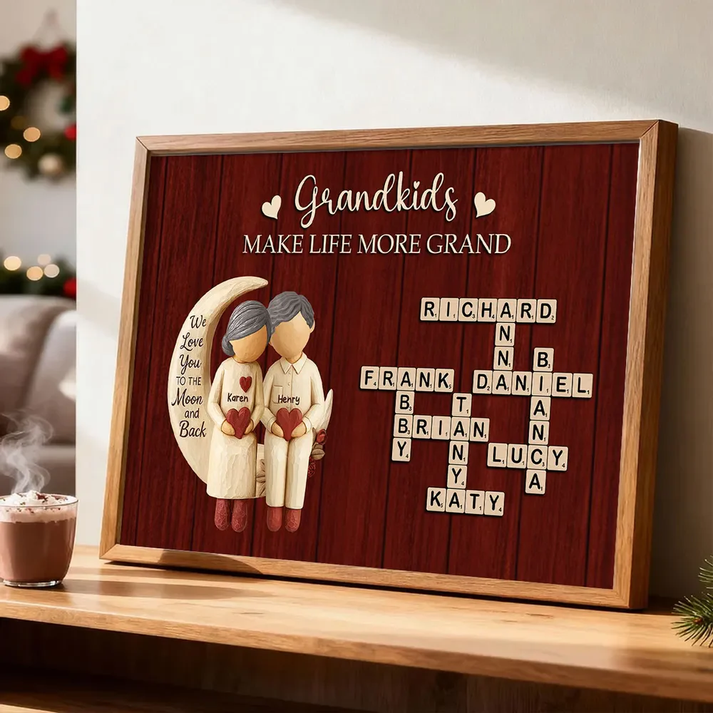 Grandkids Make Life More Grand Love to the Moon - Personalized Poster - Sentimental Gift for Grandma Grandpa - Image 6