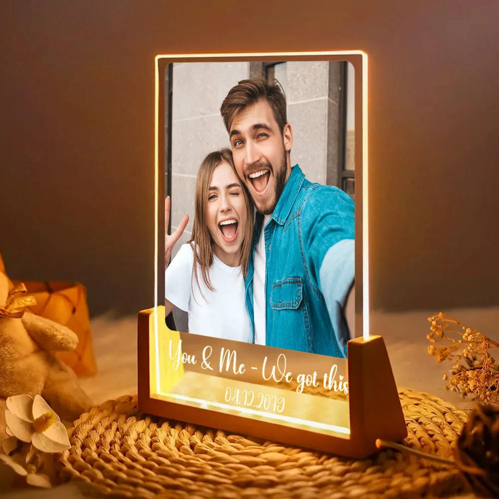 You Make My Heart Smile Personalized LED Light Frame - Romantic Photo Keepsake With Cozy Ambient Light, Creative Gift - Image 3