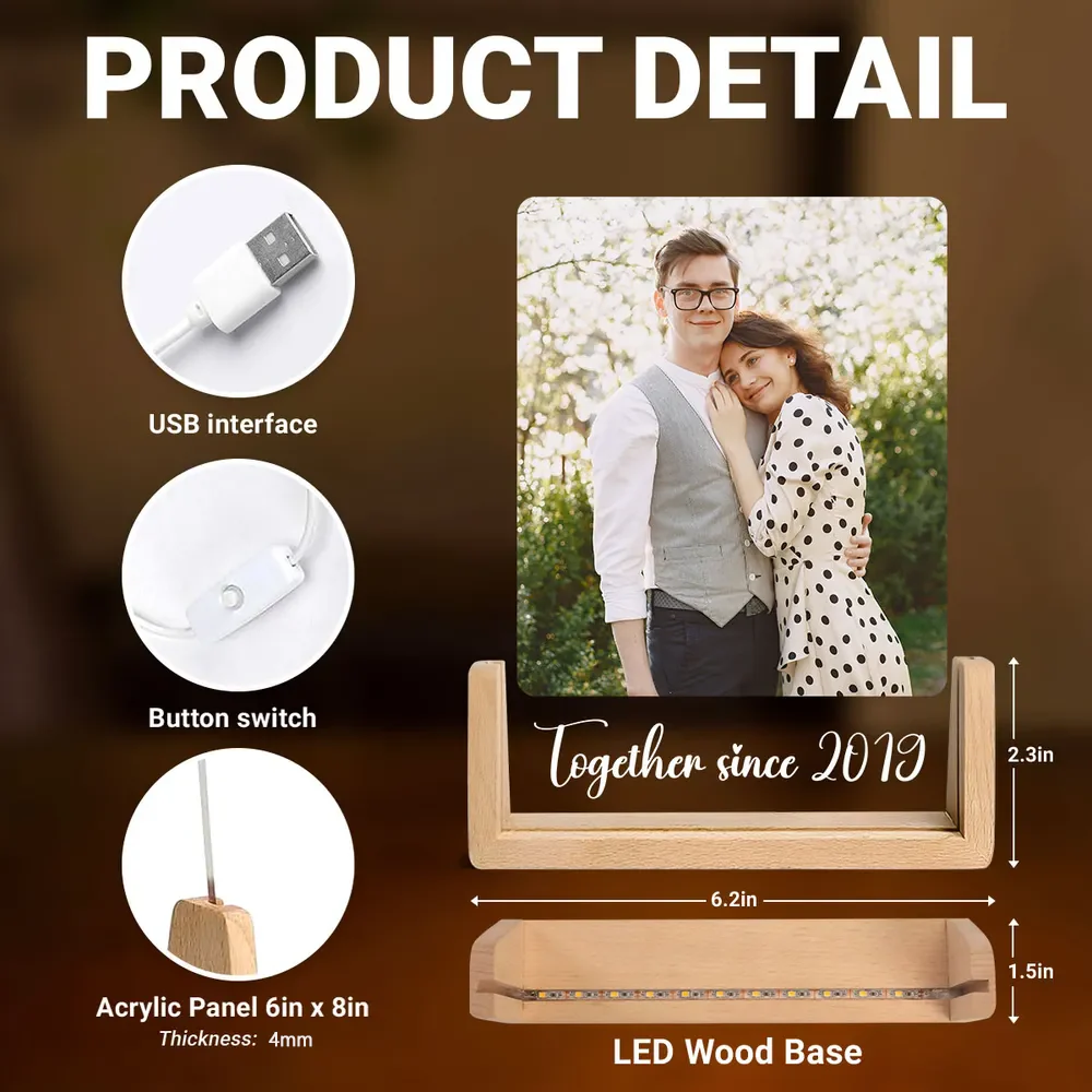 You Make My Heart Smile Personalized LED Light Frame - Romantic Photo Keepsake With Cozy Ambient Light, Creative Gift - Image 4