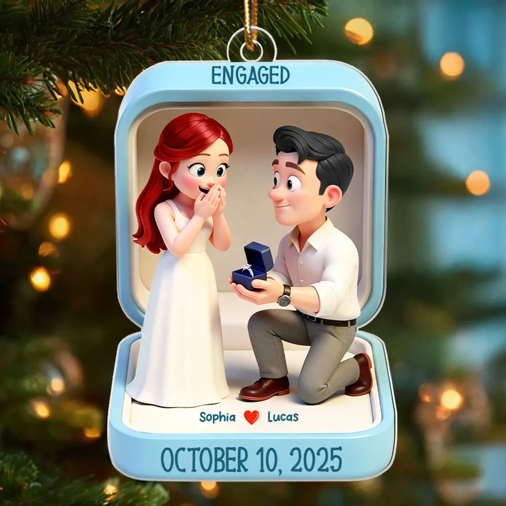 Engaged Proposal Scene Acrylic Ornament, Cute Cartoon Couple Ring Moment, Unique Gift for Couples - Image 7