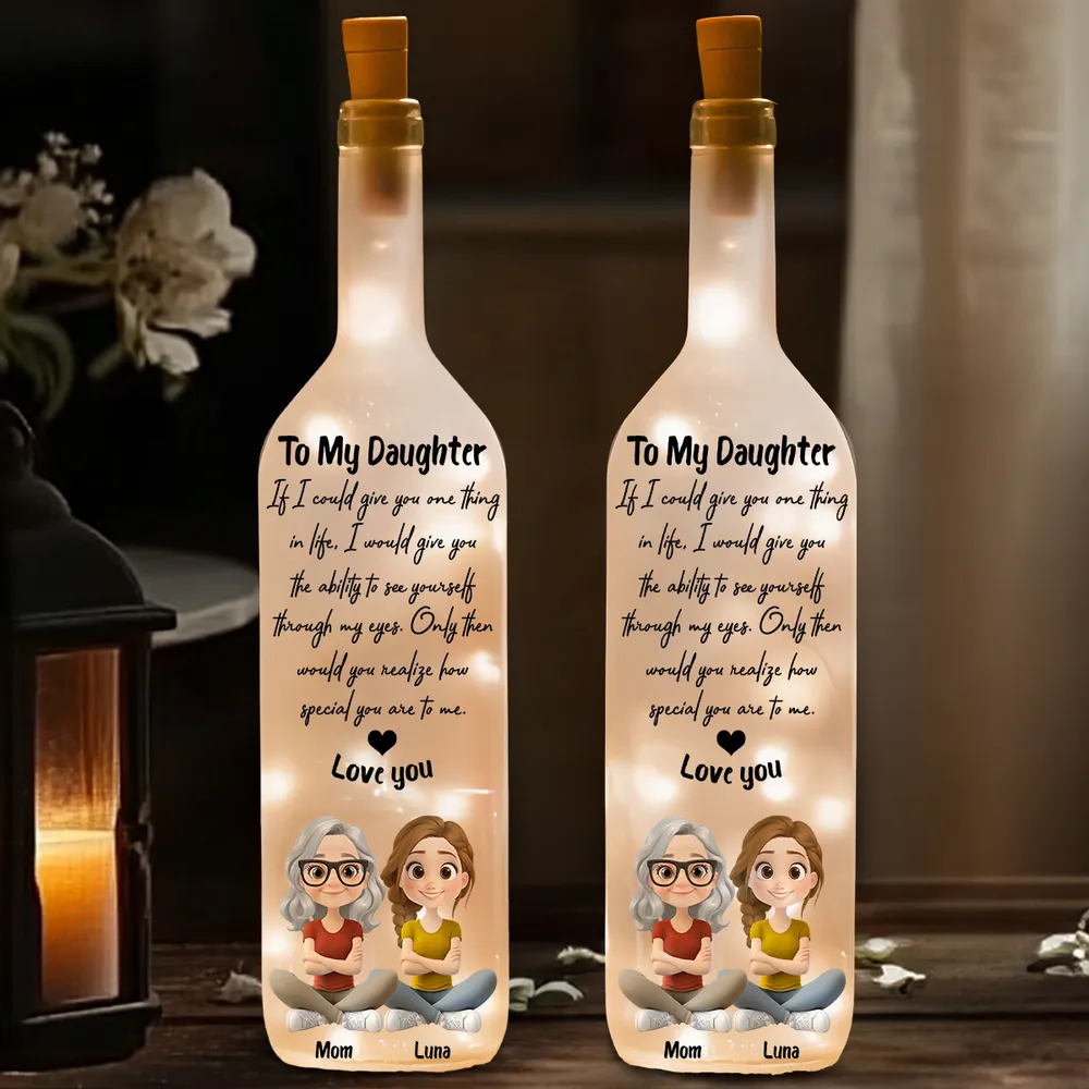 Personalized Bottle Lamp With Daughter Quote, Warm Glow Bedroom Decor, Unique Gift For Daughter From Mom - Image 3