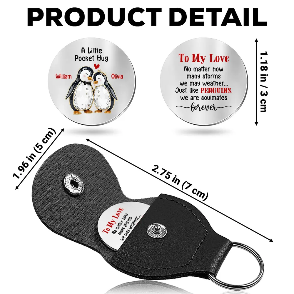 Pocket Hug Love Token with Penguin Soulmates Quote, Personalized Keepsake Gift for Couple to Carry Daily - Image 5