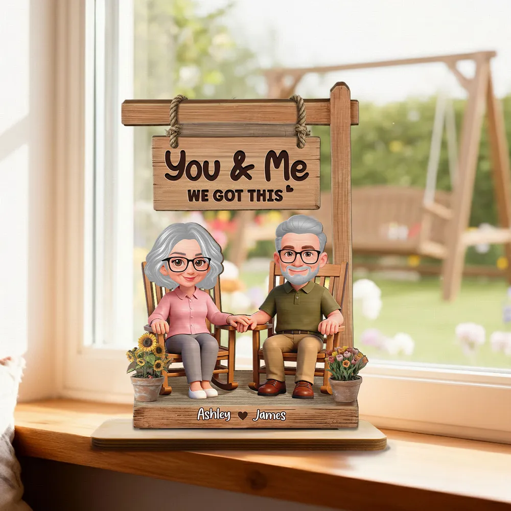 Personalized 2-Layer Wooden Plaque Rocking Chair Couple, You & Me We Got This, Unique Romantic Gift for Husband or Wife - Image 3