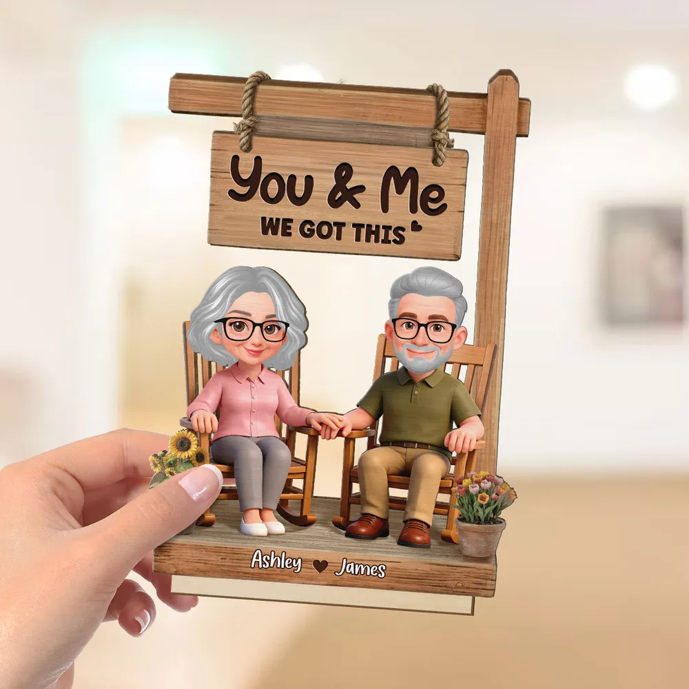 Personalized 2-Layer Wooden Plaque Rocking Chair Couple, You & Me We Got This, Unique Romantic Gift for Husband or Wife - Image 4