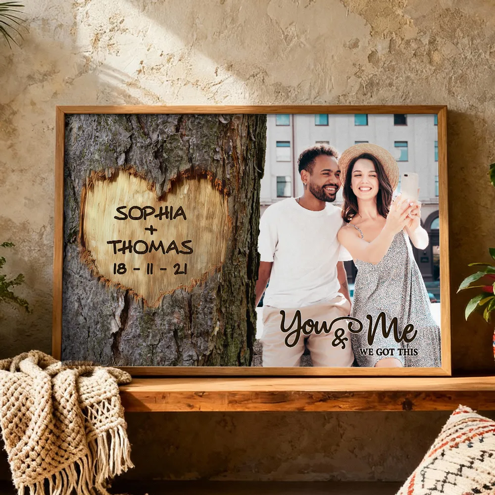 You & Me We Got This Couple Poster, Personalized Photo Wall Art with Rustic Tree Heart Vibe, Sweet Gift for Couples - Image 2