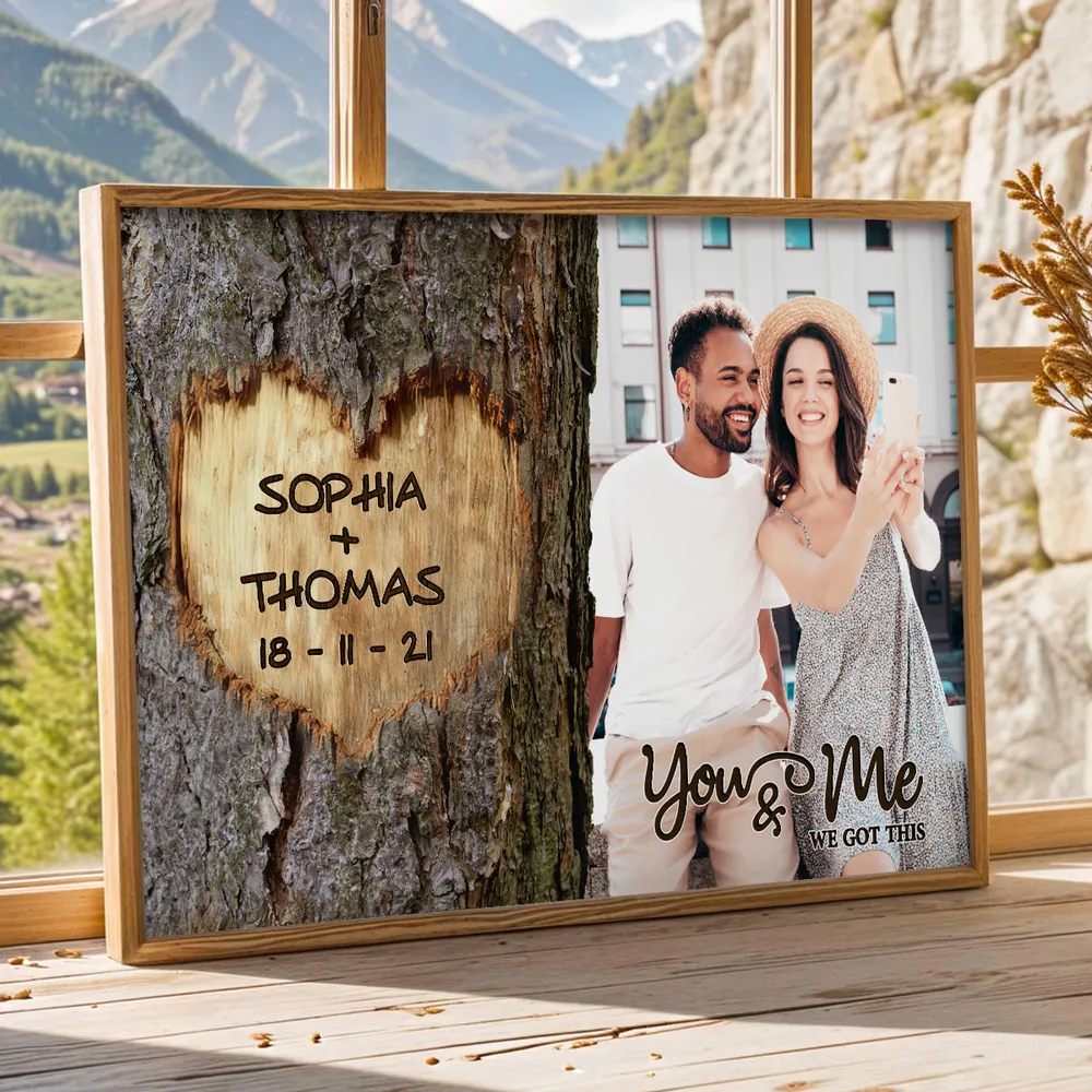 You & Me We Got This Couple Poster, Personalized Photo Wall Art with Rustic Tree Heart Vibe, Sweet Gift for Couples - Image 4