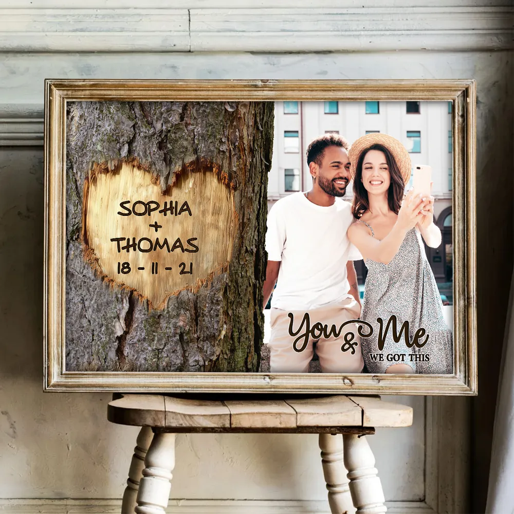 You & Me We Got This Couple Poster, Personalized Photo Wall Art with Rustic Tree Heart Vibe, Sweet Gift for Couples - Image 5