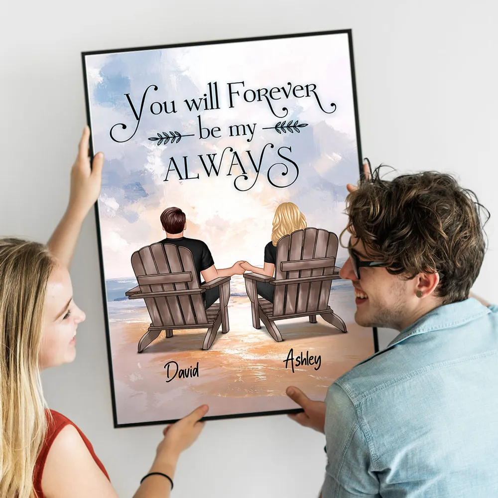 You & Me Forever Couple Poster, Personalized Beach Sunset Wall Decor, Sweet Romantic Gift for Couple - Image 2