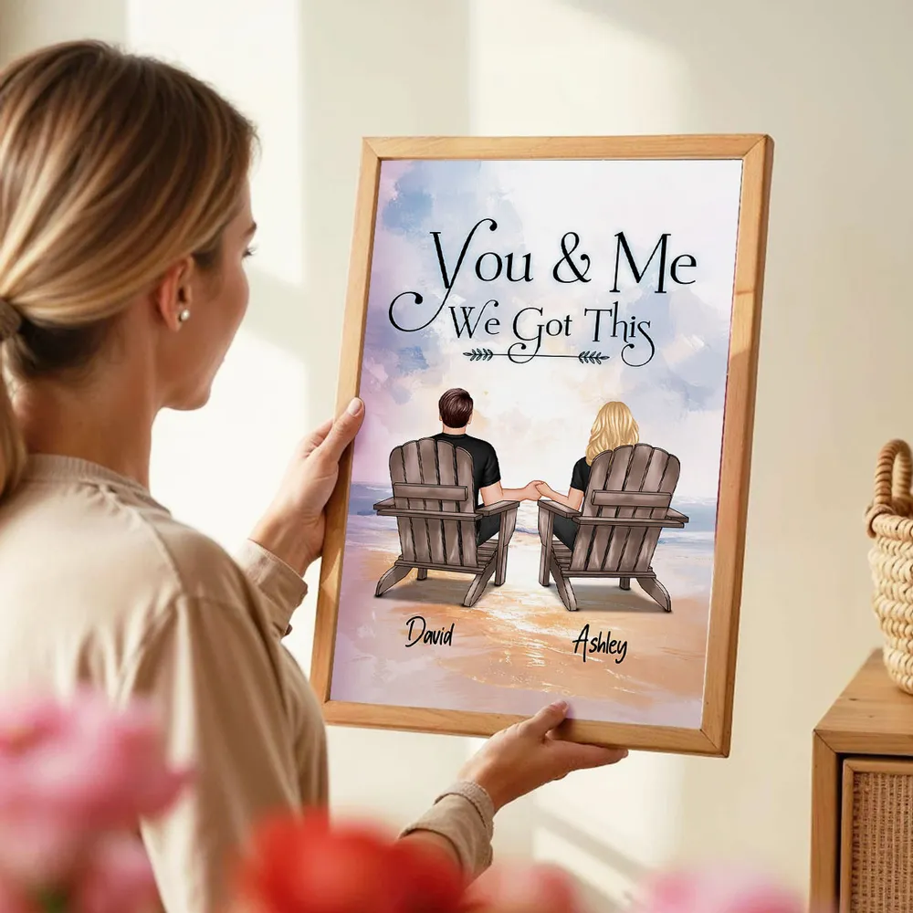 You & Me Forever Couple Poster, Personalized Beach Sunset Wall Decor, Sweet Romantic Gift for Couple - Image 3