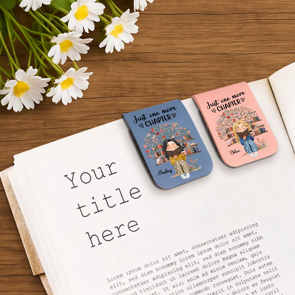 Personalized Leather Magnetic Bookmark Just One More Chapter Cute Bookworm Gift For Book Lover Reading Nights - Image 4