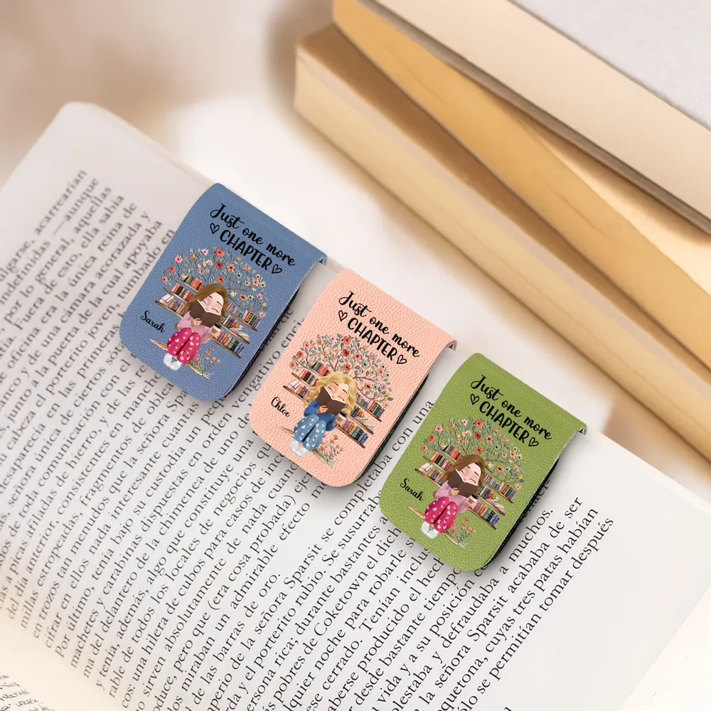 Personalized Leather Magnetic Bookmark Just One More Chapter Cute Bookworm Gift For Book Lover Reading Nights - Image 5