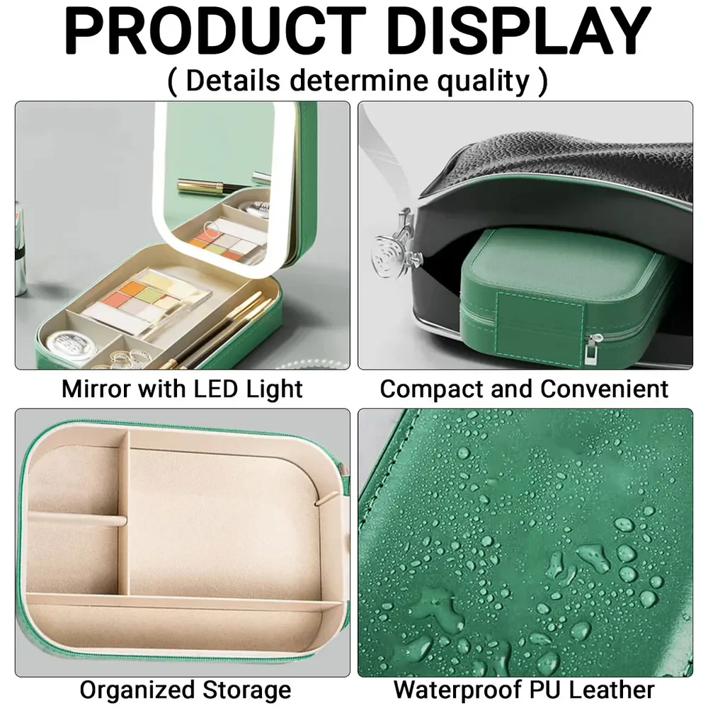 Personalized Leather LED Makeup Case God Says I Am Floral Design Unique Christian Gift for Her Travel Vanity Storage - Image 5