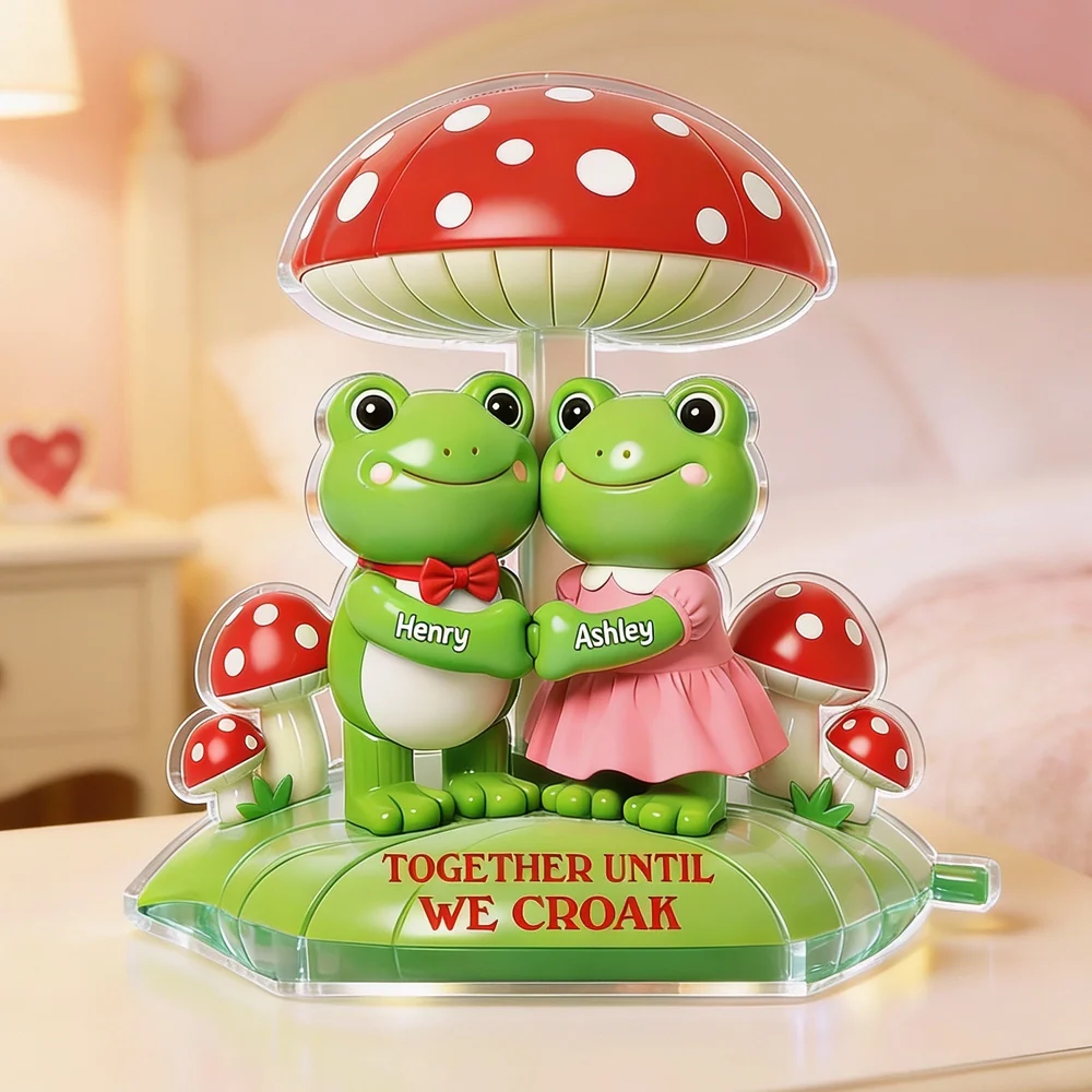 Shaped Acrylic Block Plaque Personalized Frog Love Keepsake Together Until We Croak Sweet Shelf Decor Unique Gift for Wife Husband