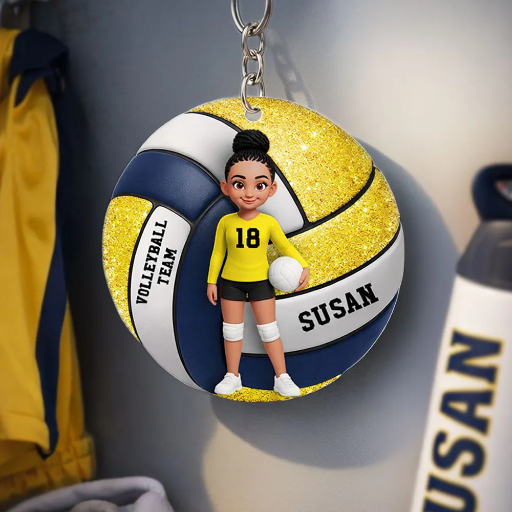 Cute Volleyball Player Acrylic Keychain, Personalized Team Style Charm For Bags & Keys, Sweet Everyday Gift For Her - Image 5