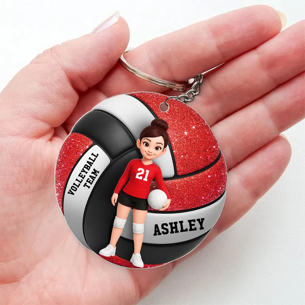 Cute Volleyball Player Acrylic Keychain, Personalized Team Style Charm For Bags & Keys, Sweet Everyday Gift For Her - Image 6