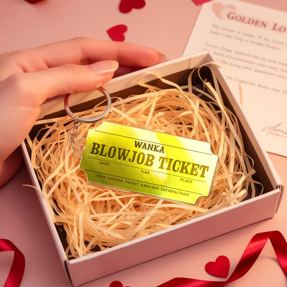 Funny Golden Ticket Acrylic Keychain Cute Charm - A Playful Romantic Gift with Personalized Option for Him or Her - Image 6