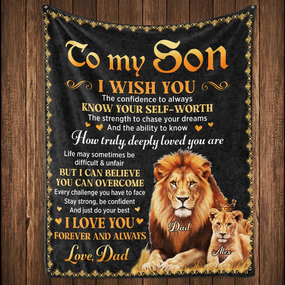 Fleece Blanket With To My Daughter Inspirational Quote and Lion Design, Personalized Unique Gift From Dad, Warm Decor - Image 5