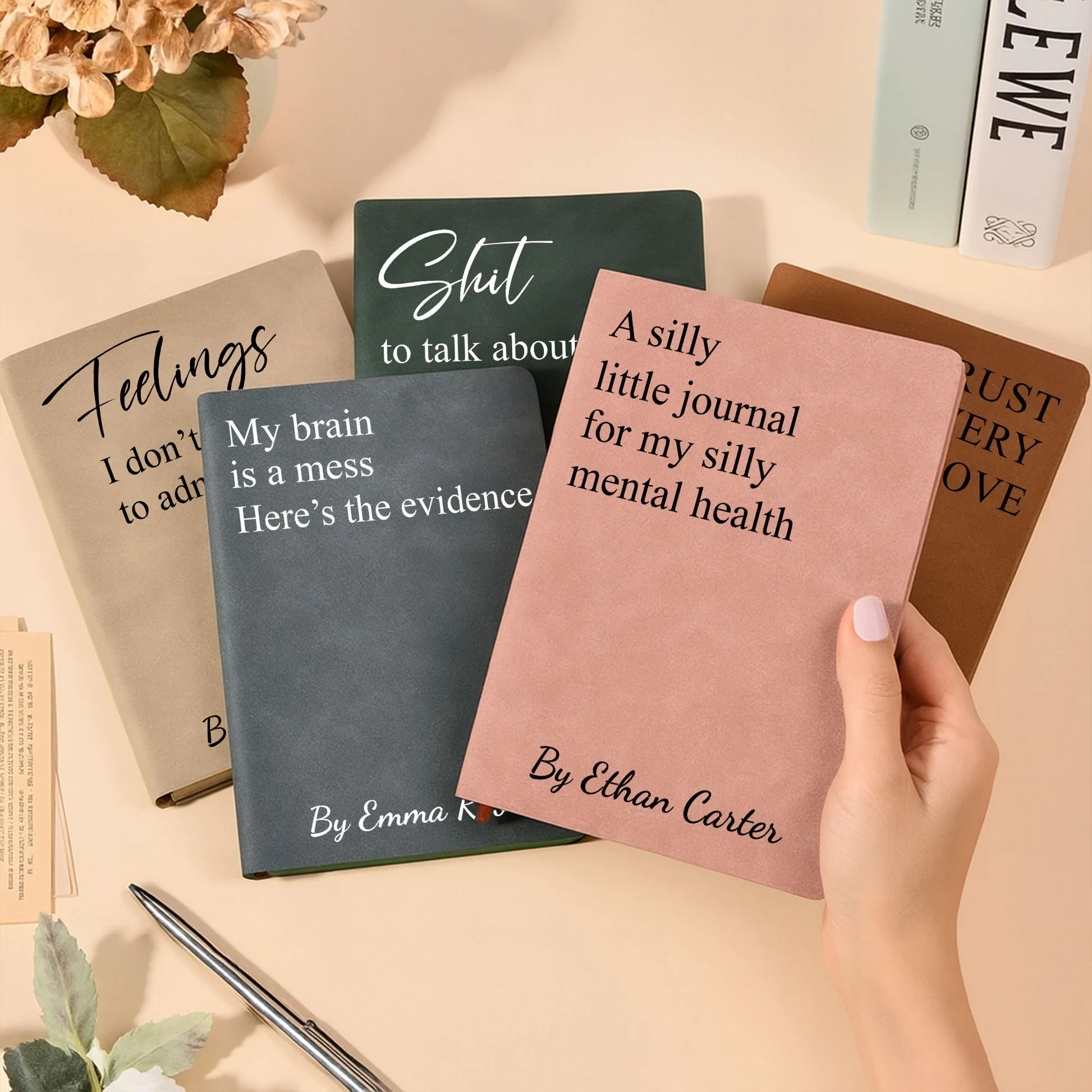Sassy Swear Quote Leather Journal, Personalized Feelings Notebook, Funny Self Care Gift For Her Or Him - Image 2