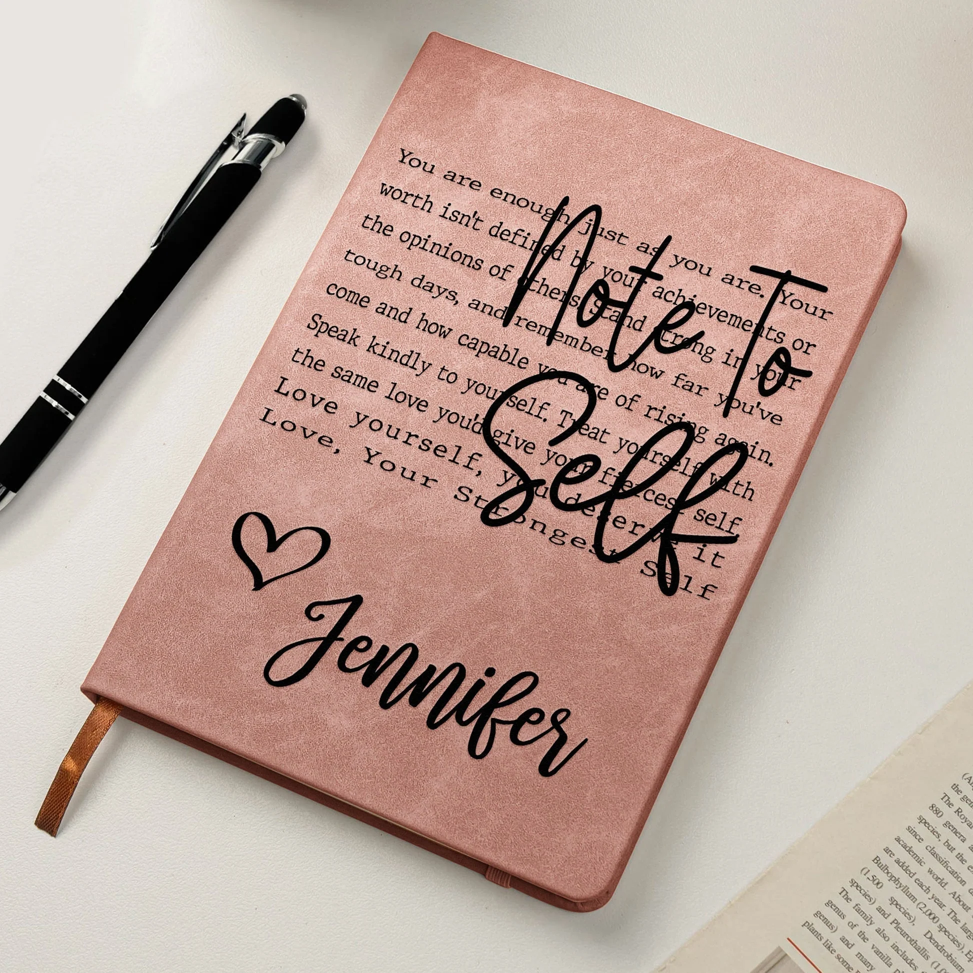 Self Love Affirmation Leather Journal, Personalized Name Gift for Her, A Heartwarming Pick Me Up for Tough Days - Image 6