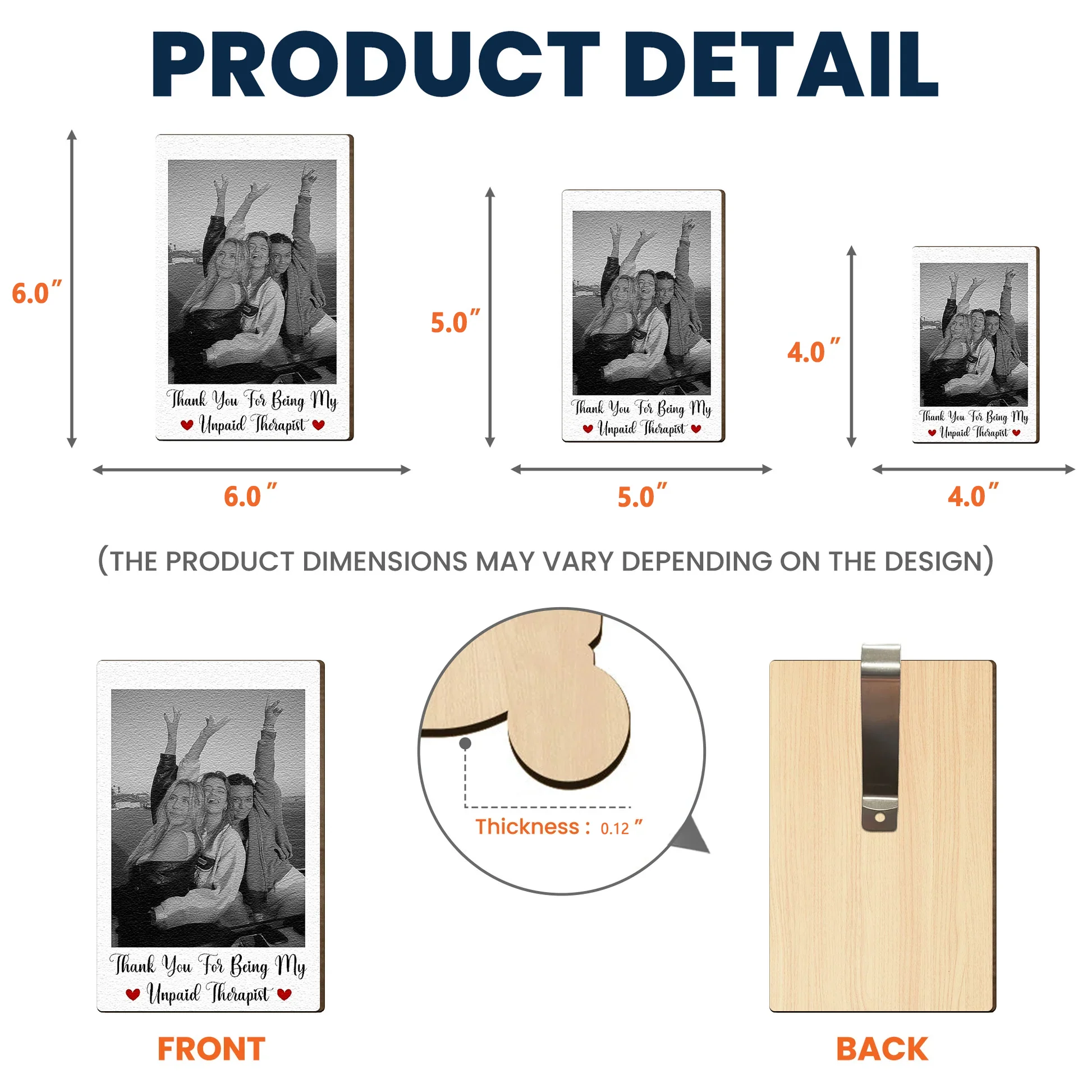 Personalized Wooden Car Visor Clip Polaroid-Style Photo Keepsake for Best Friends, Cute Travel Companion Unique Gift - Image 4