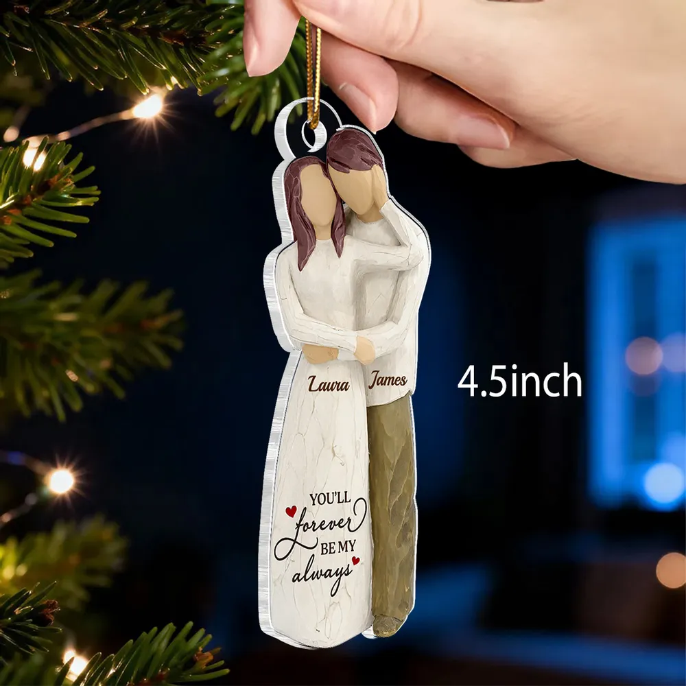 Personalized Couple Hugging Acrylic Ornament Romantic Christmas Tree Decor Unique Creative Gift For Husband Or Wife - Image 2
