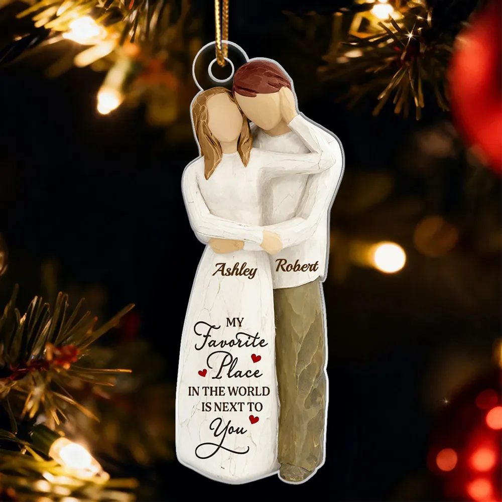 Personalized Couple Hugging Acrylic Ornament Romantic Christmas Tree Decor Unique Creative Gift For Husband Or Wife - Image 4