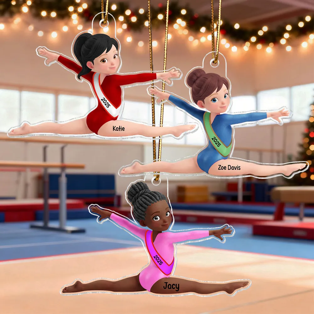 Custom Gymnastics Acrylic Ornament With Pink Leotard Look, Sweet Holiday Tree Decor, Creative Gift For Kids - Image 3