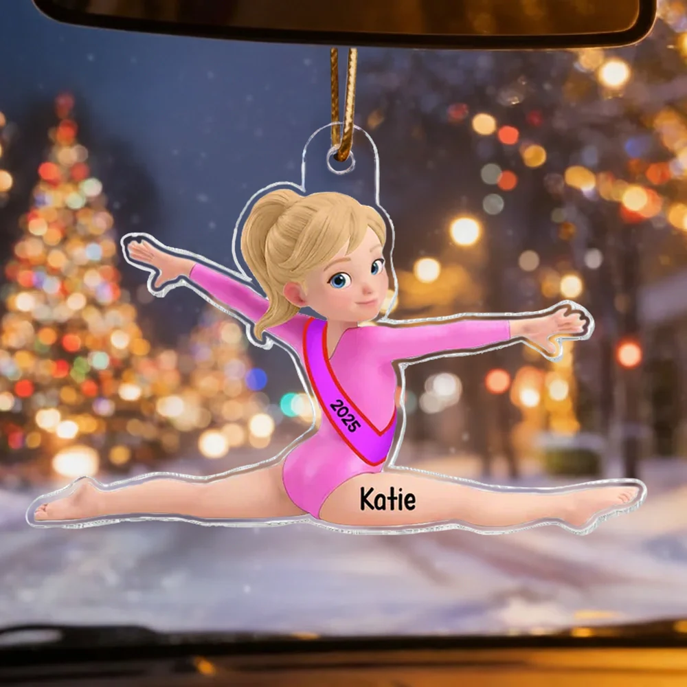 Custom Gymnastics Acrylic Ornament With Pink Leotard Look, Sweet Holiday Tree Decor, Creative Gift For Kids - Image 4