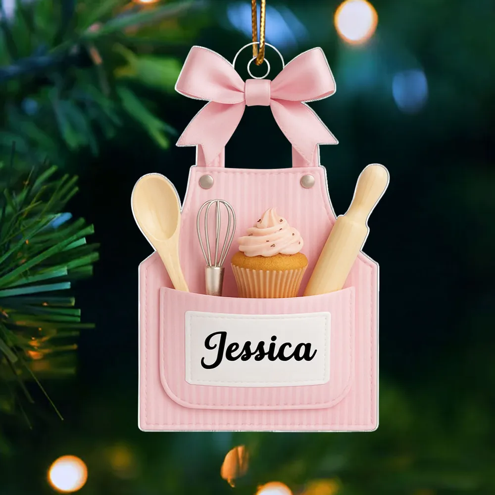 Acrylic Ornament Personalized Sweet Baking Apron with Cupcake Look for Holiday Home Decor, Heartwarming Gift for Her - Image 6