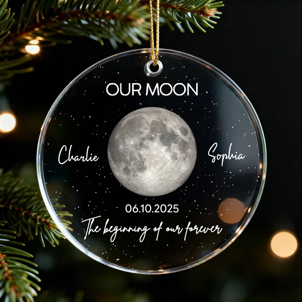 Personalized Our Moon Acrylic Ornament - Custom Couple Keepsake for Christmas Tree, Starry Sky Romance, Unique Gift - Image 5