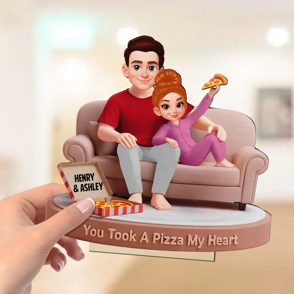 You Took A Pizza My Heart Wooden Plaque - Personalized Cute Couple Home Decor, Funny Romantic Gift - Image 3