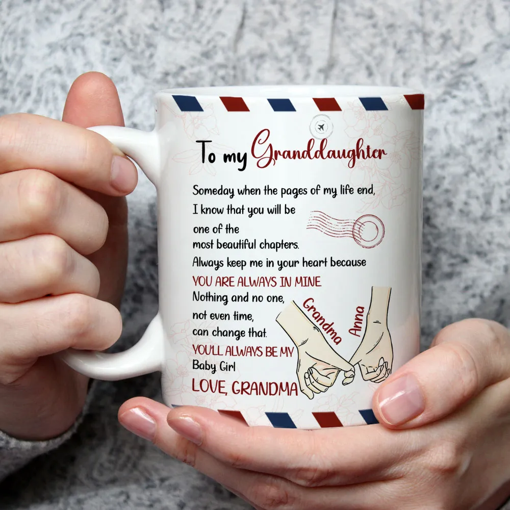 To My Daughter Ceramic Mug, Personalized Sweet Message, Cute Handholding Art, Unique Gift For Daughter - Image 2