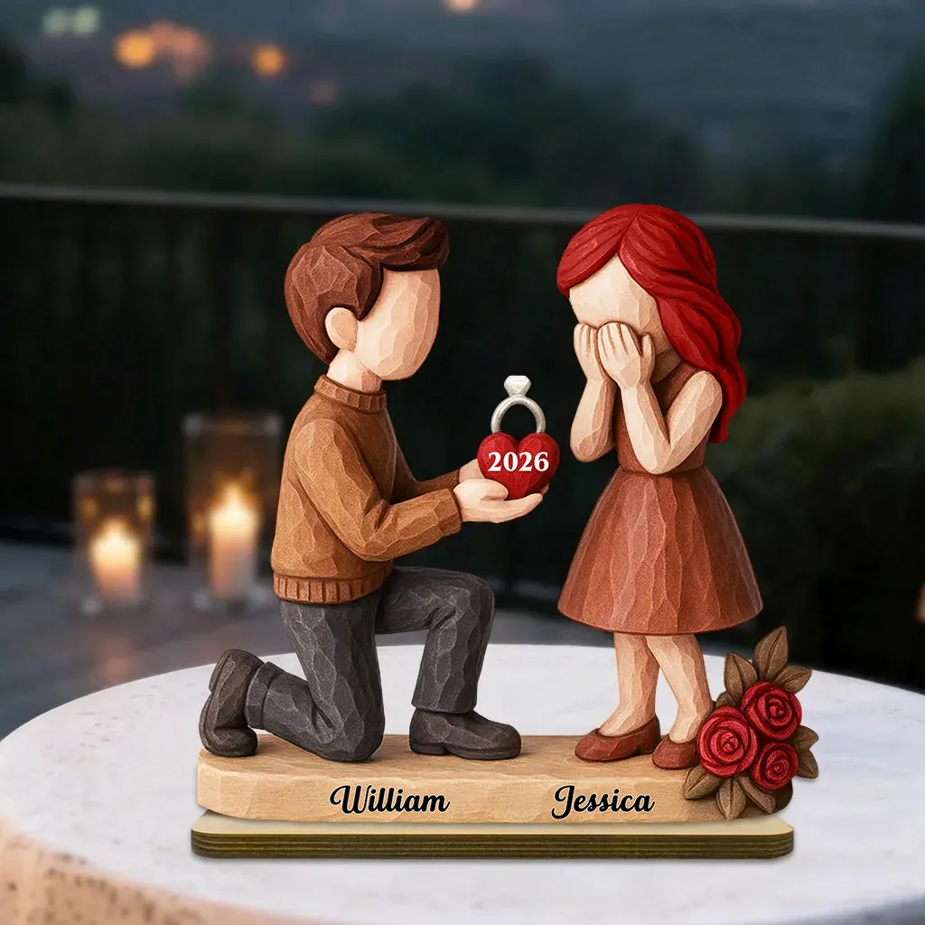 Personalized Acrylic Light Box Proposal Couple Figurines on One Knee, Warm Glow Bedroom Decor, Unique Engagement Gift - Image 7