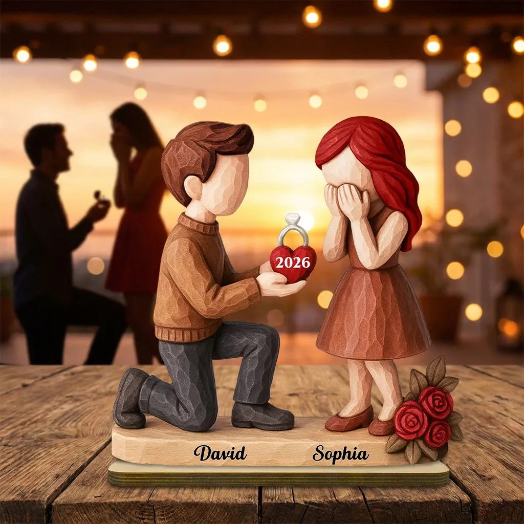 Personalized Acrylic Light Box Proposal Couple Figurines on One Knee, Warm Glow Bedroom Decor, Unique Engagement Gift - Image 8