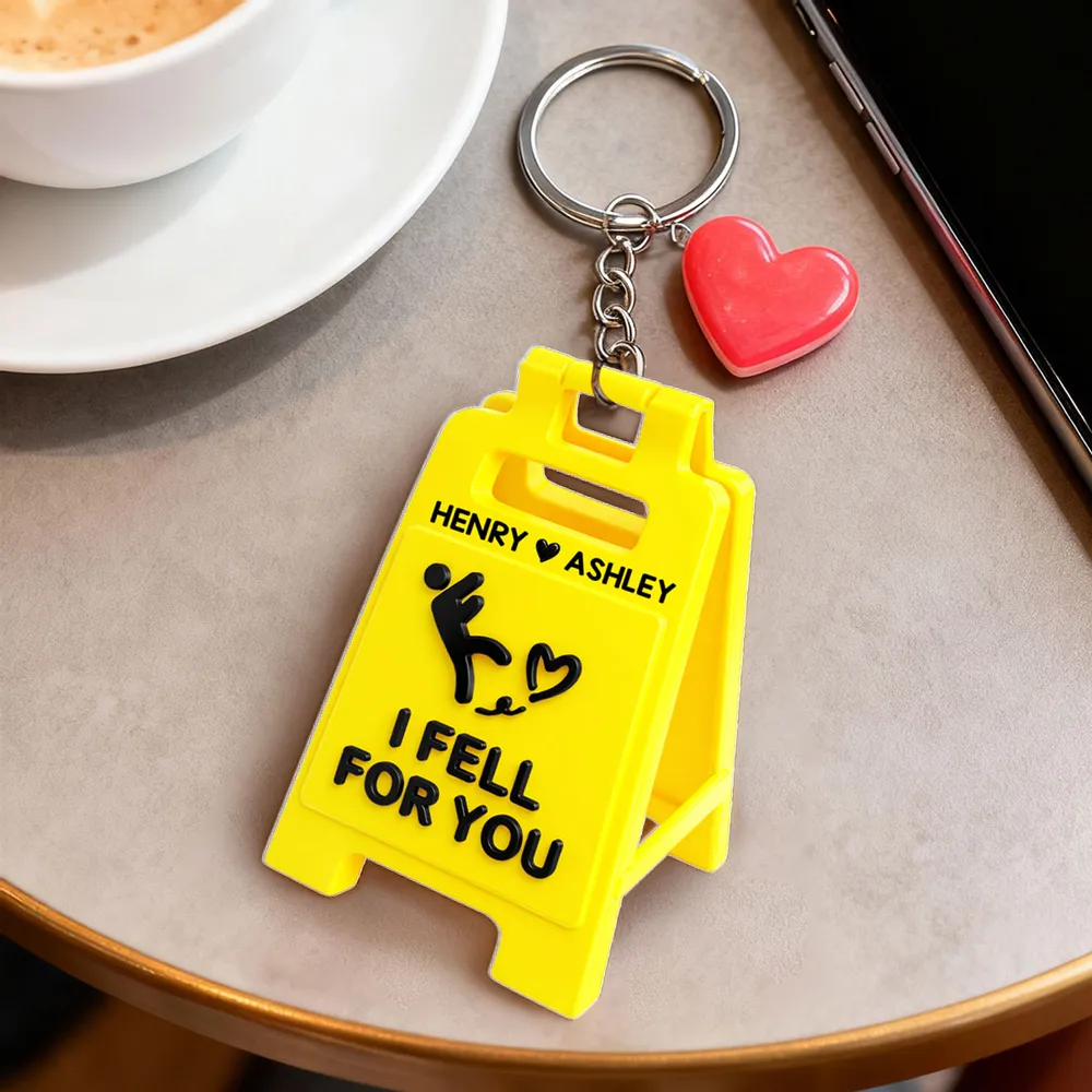 I Fell For You Acrylic Keychain with Custom Names - Sweet Romantic Bag Charm, Unique Gift for Her or Him - Image 4