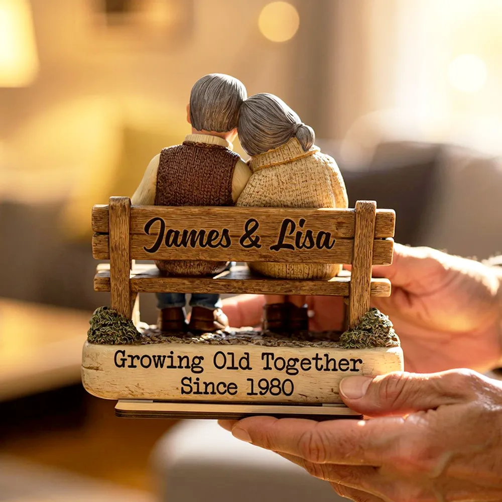 Personalized 2-Layer Wooden Plaque with Cuddling Couple on a Bench, Unique Gift for Couples, Sweet Home Display - Image 2