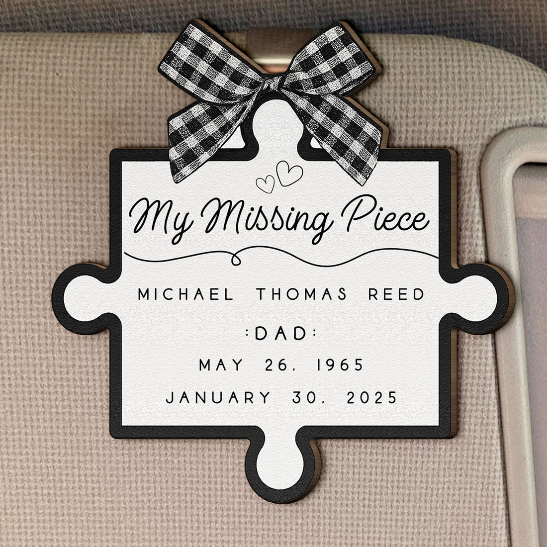 Personalized Wooden Car Visor Clip My Missing Piece Puzzle Keepsake for Mom or Dad, Unique Memorial Gift for Daily Drives - Image 5