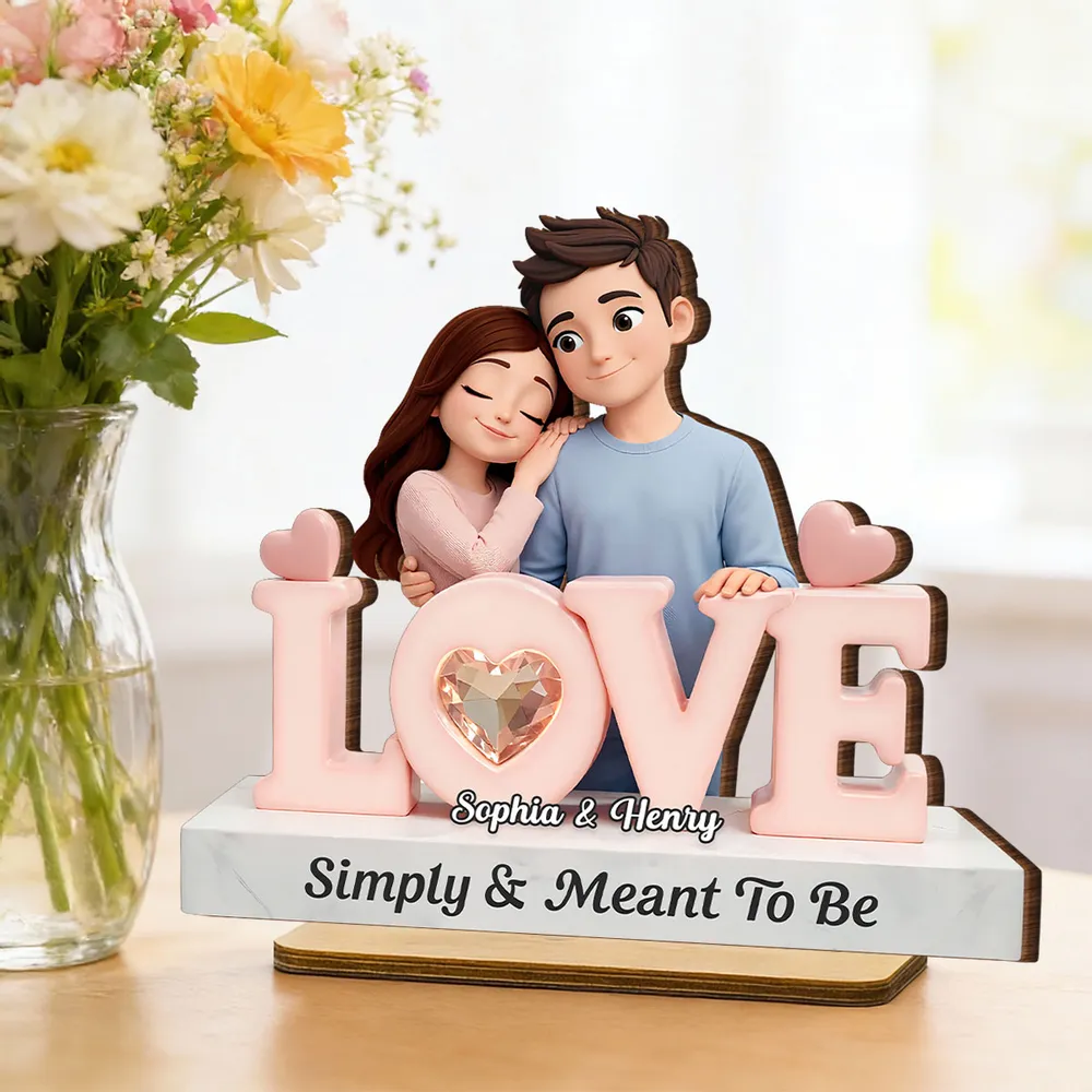 Simply & Meant To Be Wooden Plaque, Personalized Love Decor for Couple Nightstand or Shelf, Thoughtful Unique Gift - Image 2