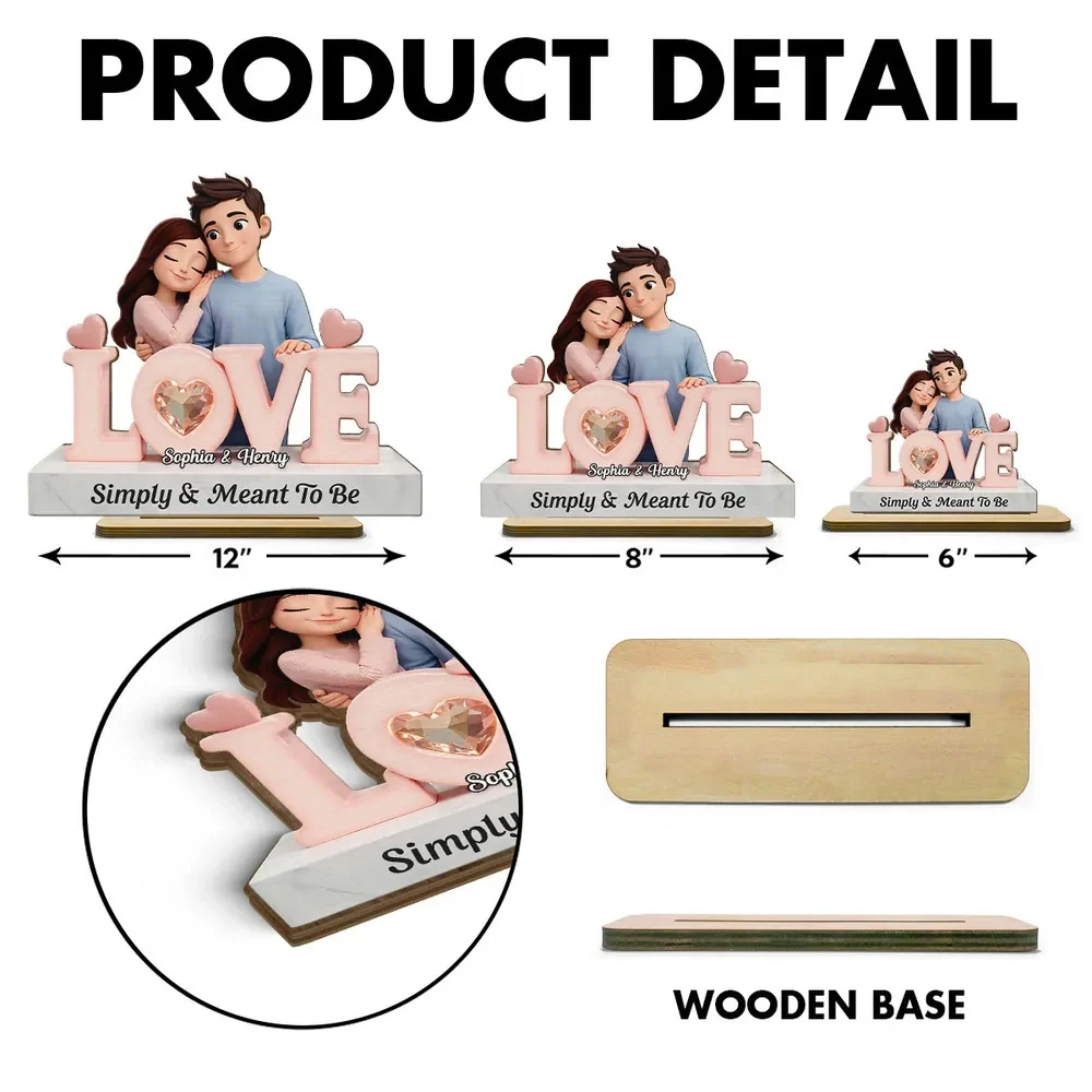 Simply & Meant To Be Wooden Plaque, Personalized Love Decor for Couple Nightstand or Shelf, Thoughtful Unique Gift - Image 6