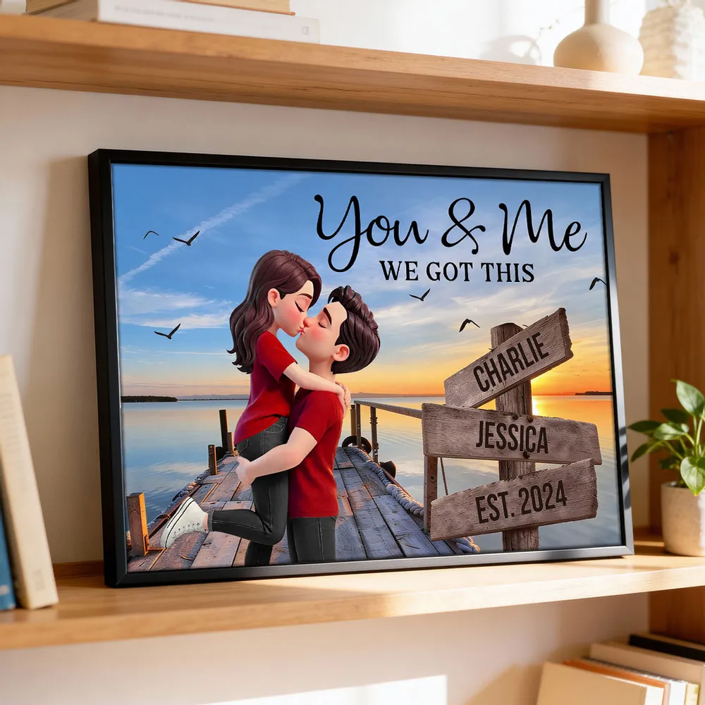 You & Me We Got This Sunset Lake Dock Poster, Personalized Romantic Keepsake, Unique Couple Gift - Image 3