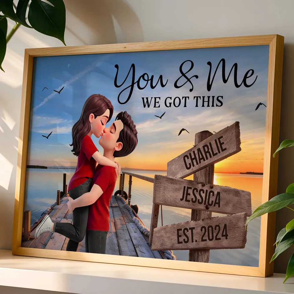 You & Me We Got This Sunset Lake Dock Poster, Personalized Romantic Keepsake, Unique Couple Gift - Image 4