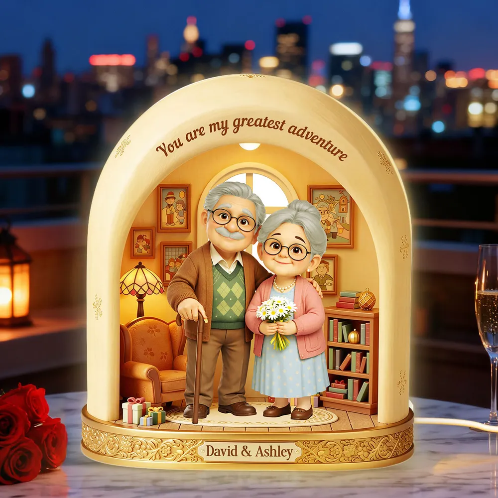 You are my greatest adventure Acrylic Light Box, Personalized Sweet Couple Keepsake Lamp for Bedroom or Bookshelf Gift - Image 2