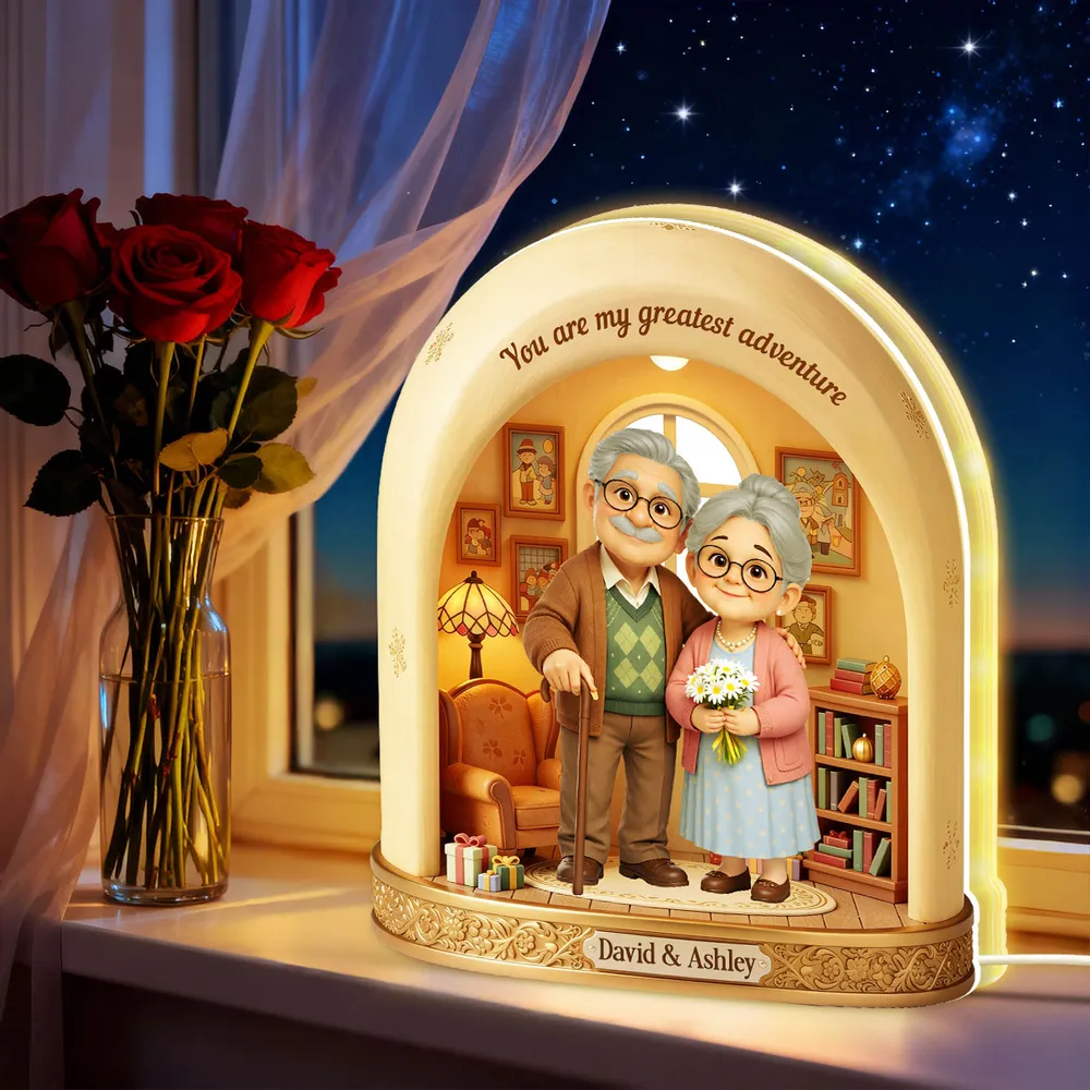 You are my greatest adventure Acrylic Light Box, Personalized Sweet Couple Keepsake Lamp for Bedroom or Bookshelf Gift - Image 3