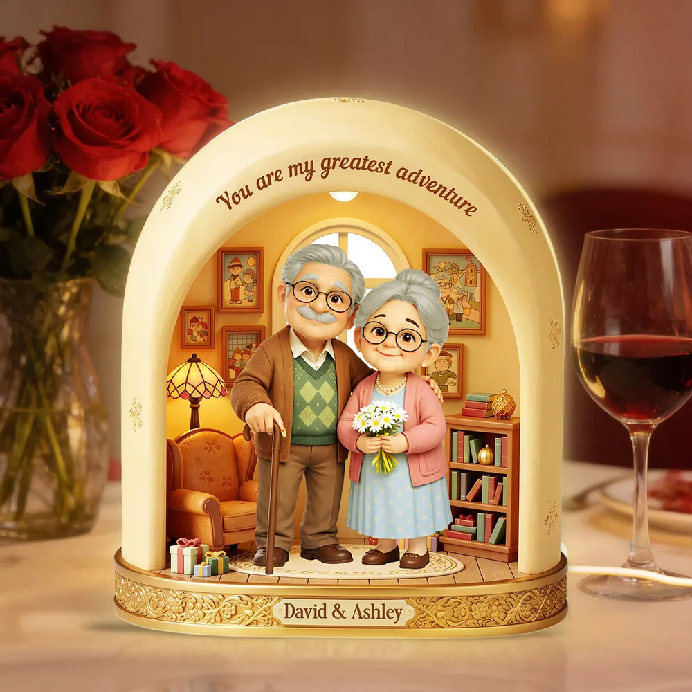 You are my greatest adventure Acrylic Light Box, Personalized Sweet Couple Keepsake Lamp for Bedroom or Bookshelf Gift - Image 5