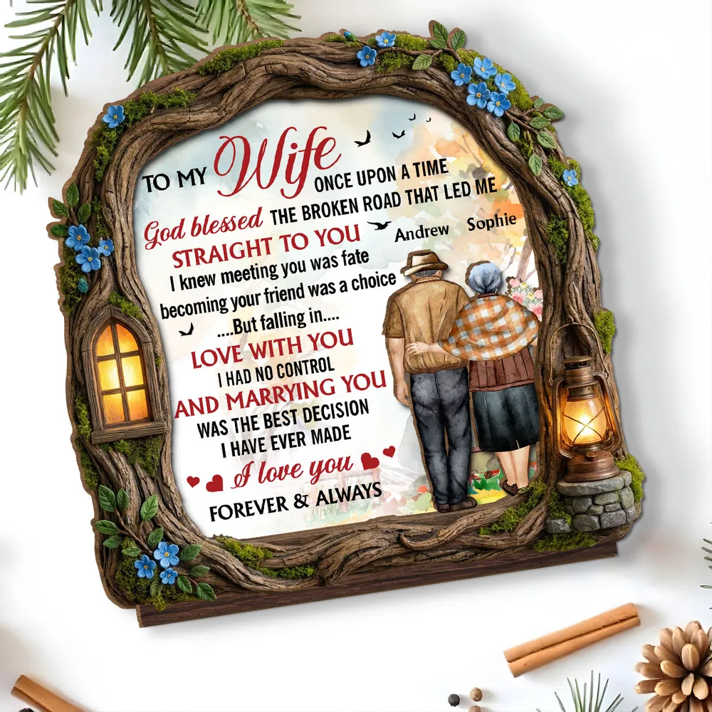 To My Wife Personalized 2-Layer Wooden Plaque, Heartwarming Forever & Always Quote, Thoughtful Unique Gift for Her - Image 2