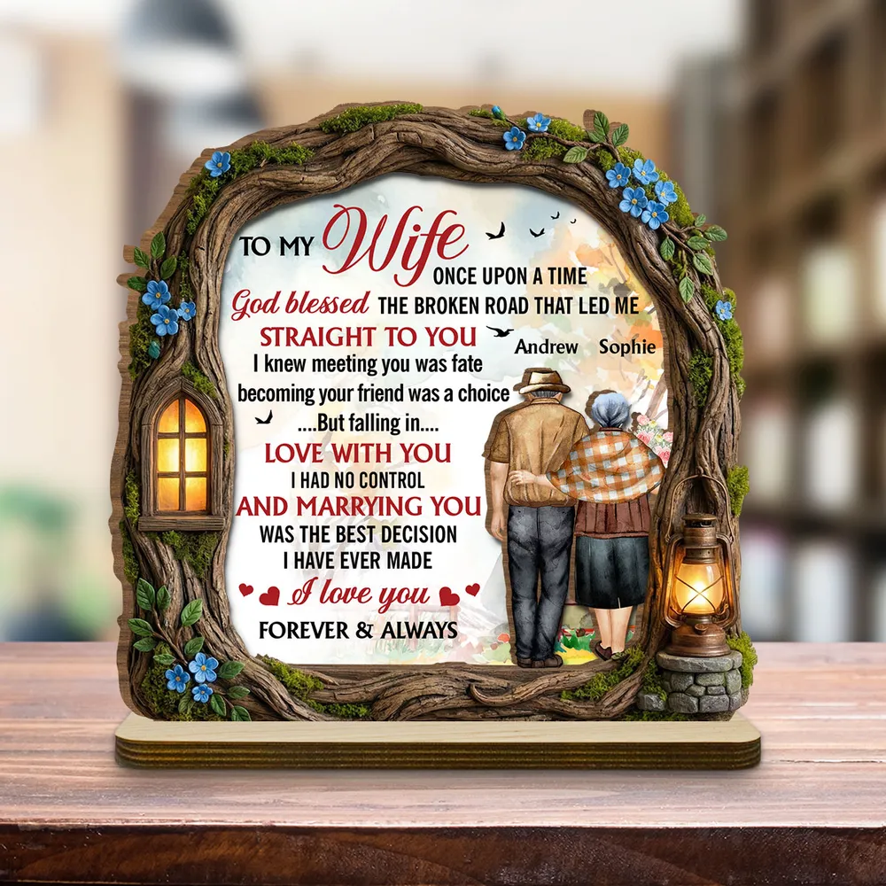 To My Wife Personalized 2-Layer Wooden Plaque, Heartwarming Forever & Always Quote, Thoughtful Unique Gift for Her - Image 3
