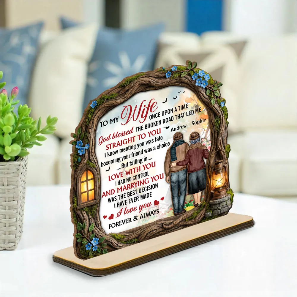 To My Wife Personalized 2-Layer Wooden Plaque, Heartwarming Forever & Always Quote, Thoughtful Unique Gift for Her - Image 6