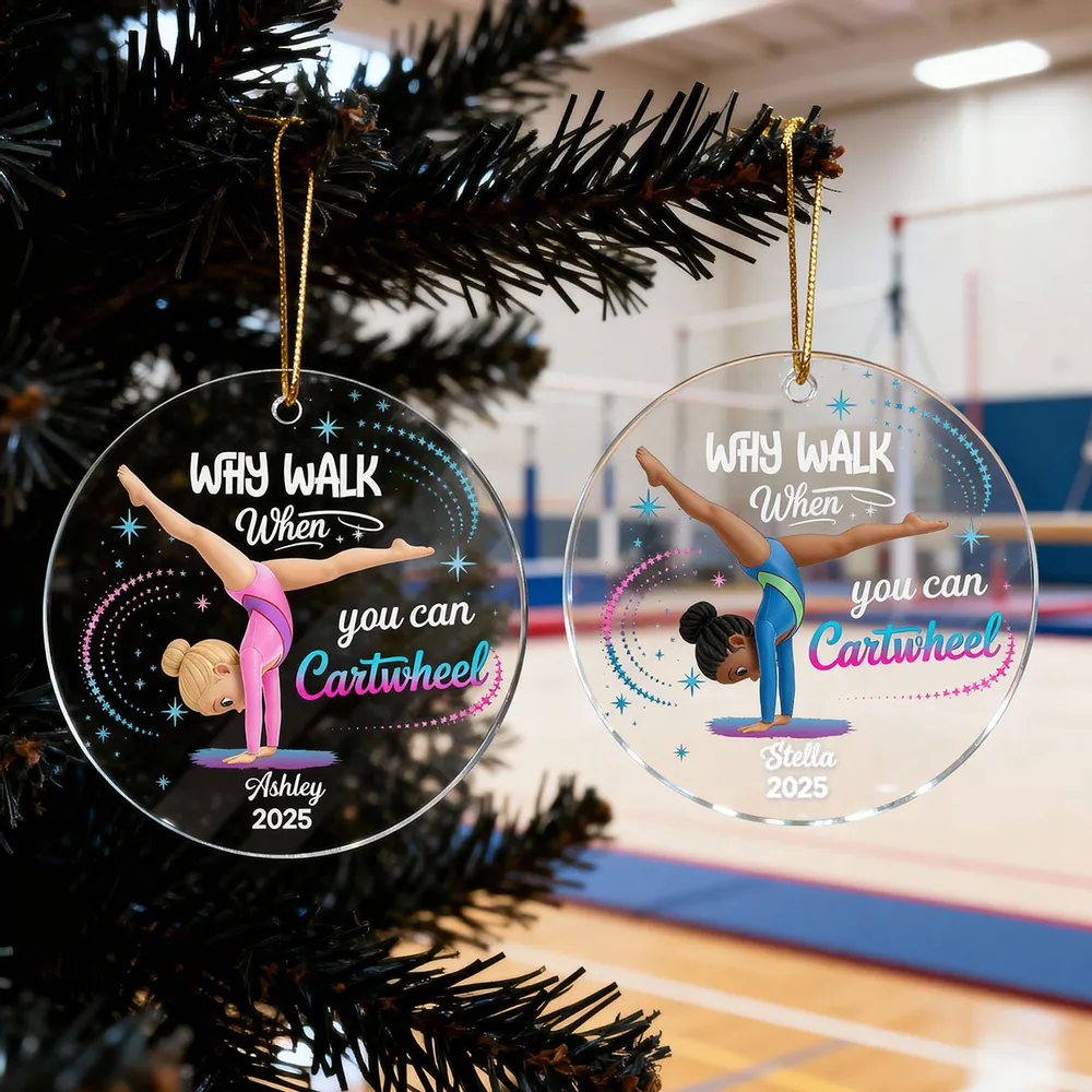 Personalized Acrylic Ornament Gymnast Cartwheel Girl Glitter Star Design Unique Gift For Daughter Or Granddaughter - Image 2