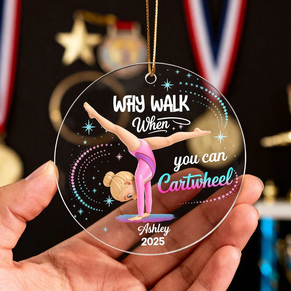 Personalized Acrylic Ornament Gymnast Cartwheel Girl Glitter Star Design Unique Gift For Daughter Or Granddaughter - Image 7
