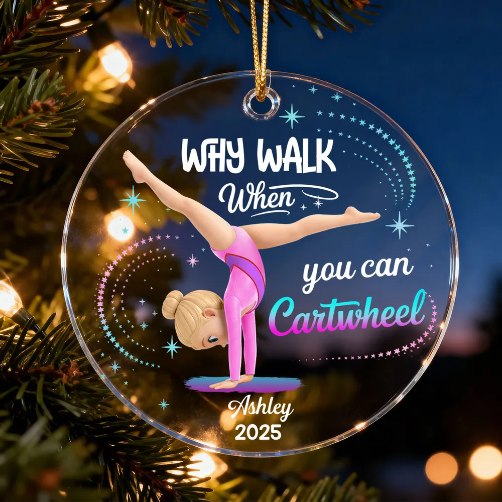 Personalized Acrylic Ornament Gymnast Cartwheel Girl Glitter Star Design Unique Gift For Daughter Or Granddaughter - Image 9